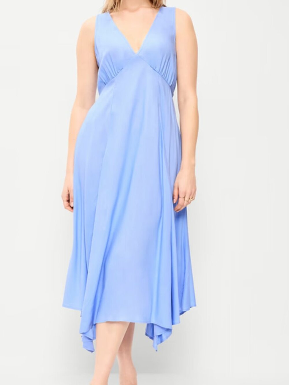 Handkerchief Hem Midi Dress, Light Blue, Small